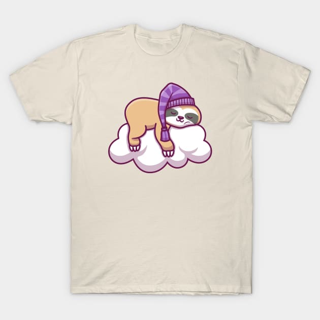 Cute Sloth Sleeping On Cloud T-Shirt by Catalyst Labs